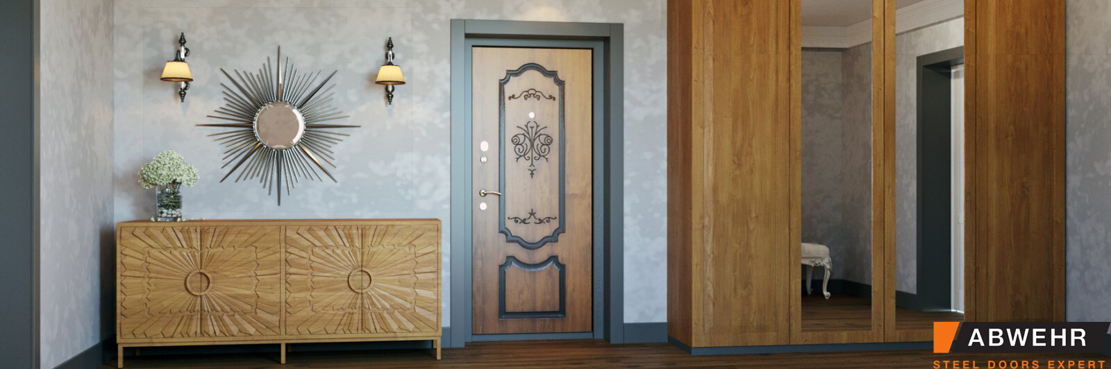 Двері Абвер Бланка с патиною фото в интер'ері